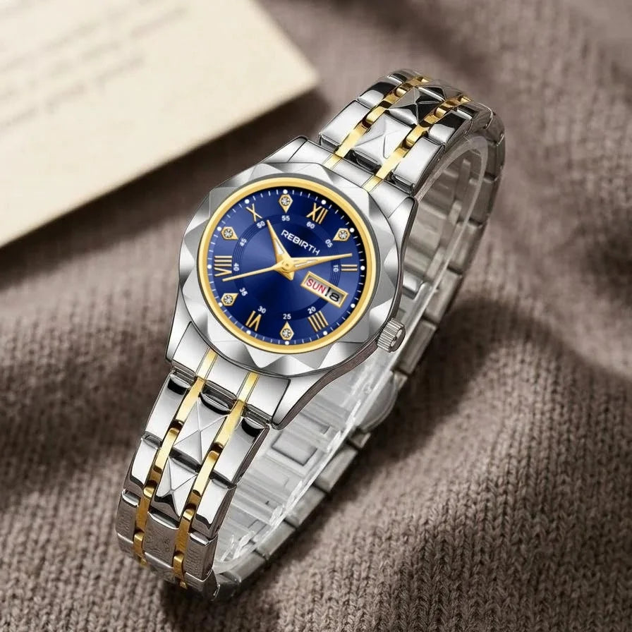 REBIRTH Women's Quartz Watch – Day & Date Display | Stylish Women's Quartz Watch Nixie