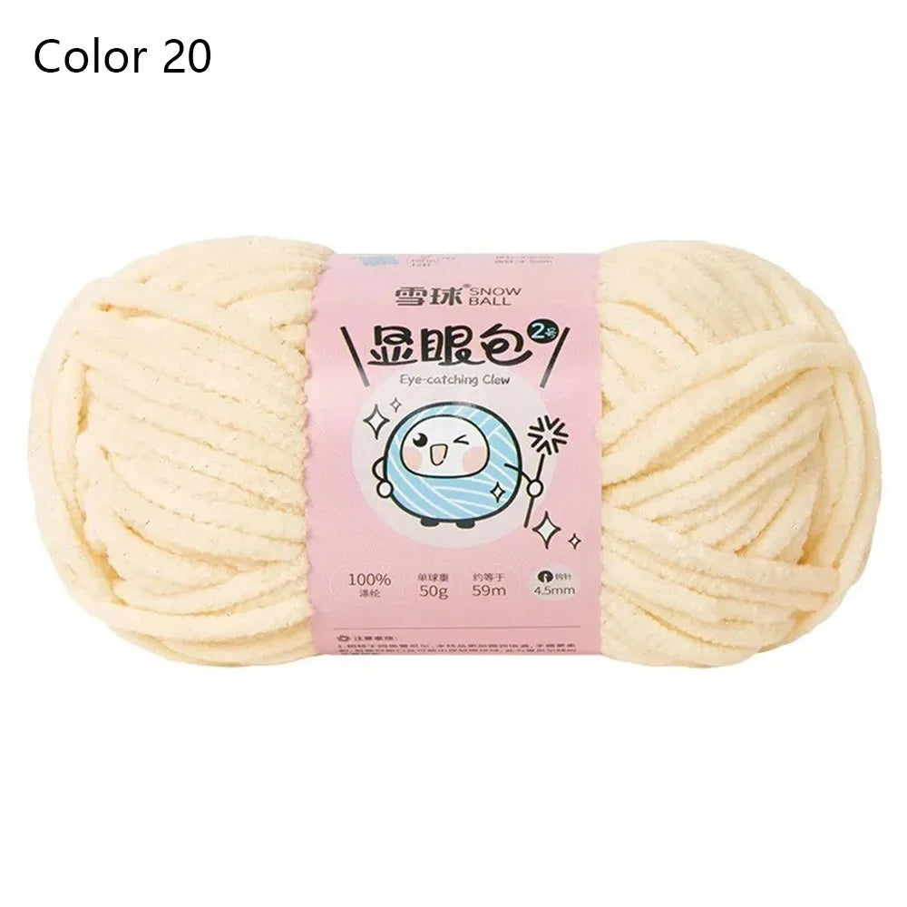 Soft Chenille Yarn 50g 59M 4.5mm – Shiny Chunky Knitting Yarn