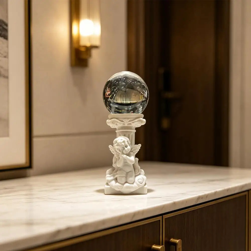 Crystal Ball Stand Resin Ornament – Roman Column Angel Base Decorative Display Stand Nixie