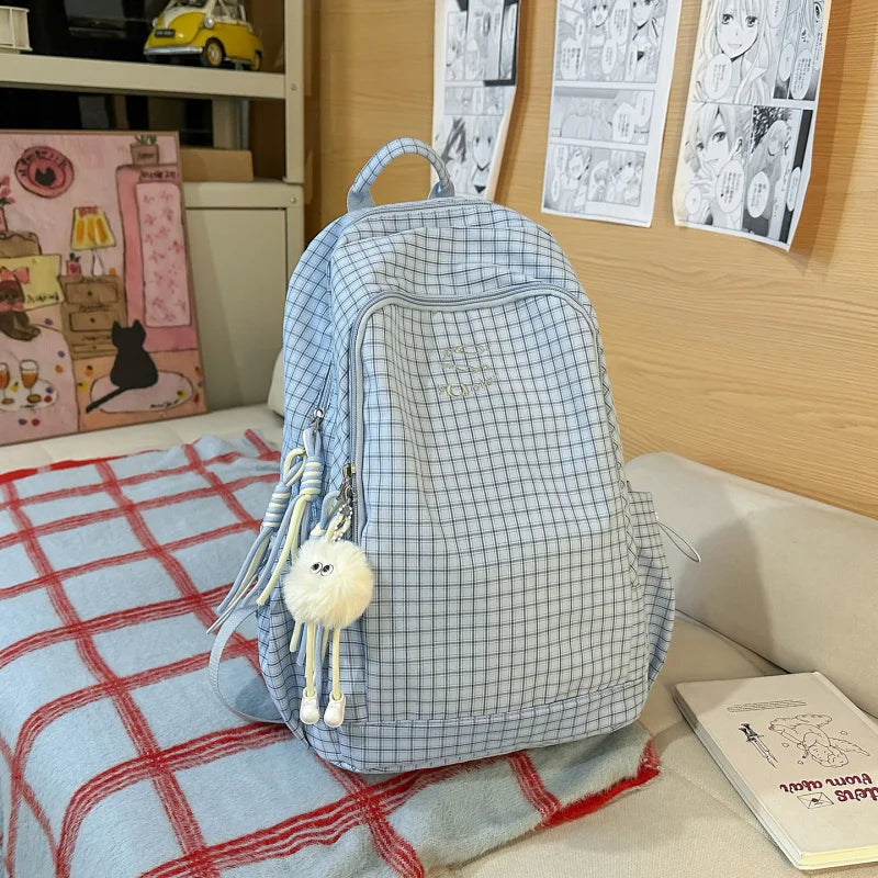 Nixie Plaid Backpack Women – Large Capacity College School Bag Women's Backpack Nixie