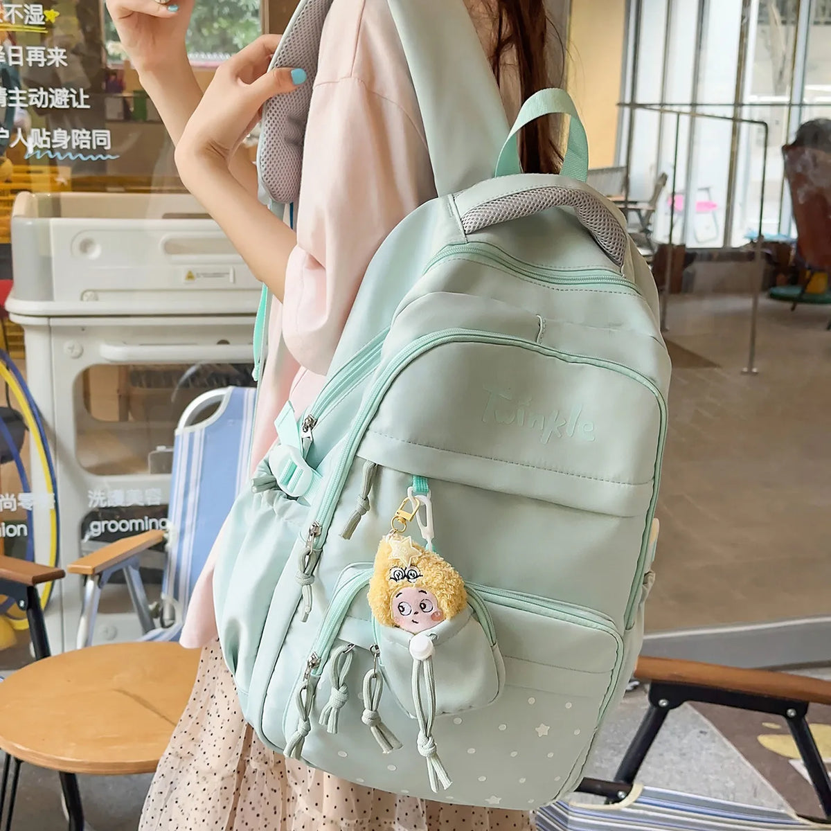Korean Style Large Capacity Waterproof School Backpack School Backpack Nixie Green