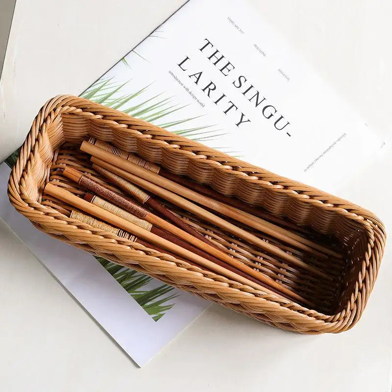 Imitation Rattan Woven Storage Basket – Waterproof Organizer Woven Storage Basket Nixie