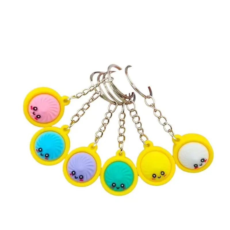 Kawaii Steamed Bun Keychain Soft PVC Cute Smile Bag Charm Novelty Keychain Charm Nixie