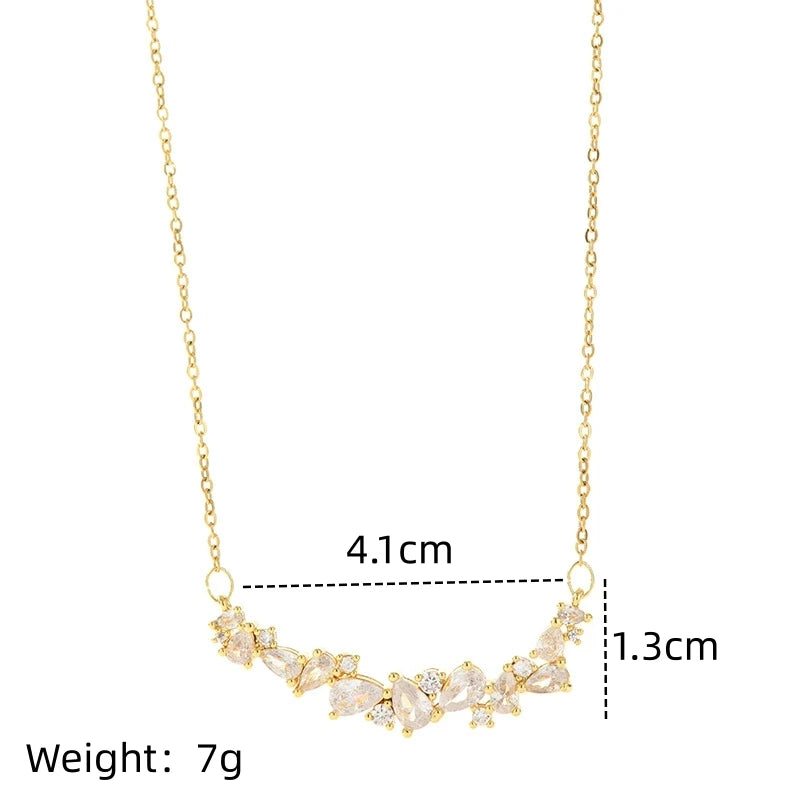 Zircon Copper Pendant Necklace for Women | Gold Clavicle Chain Pendant Necklace Nixie