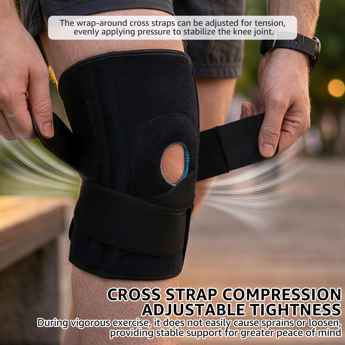 Knee Brace Open Patella Sleeve with Cross Bands & Springs Knee Support Brace Nixie