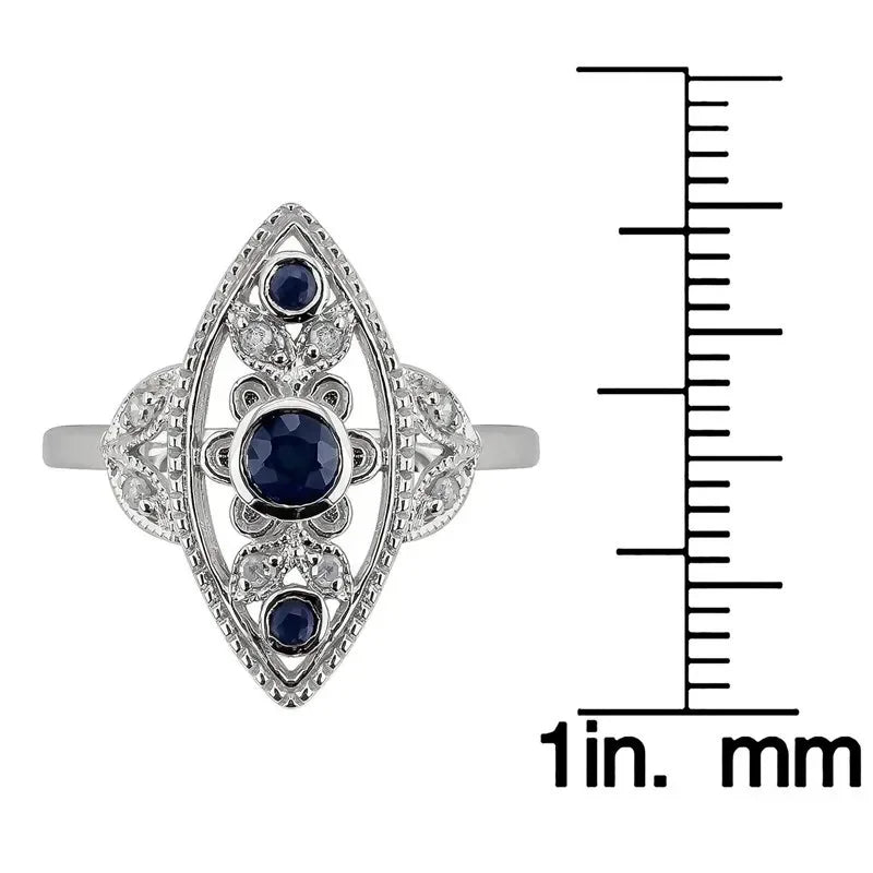 Vintage Silver Blue Zircon Ring – Antique Style | Sizes 6–10 Fashion Ring Nixie