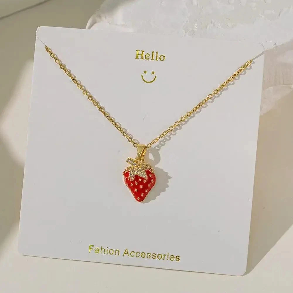 Fruit Copper Pendant Necklace Gold Plated Clavicle Chain Women Pendant Necklace Nixie