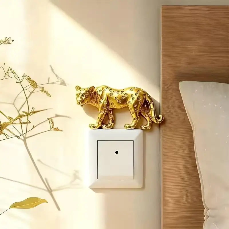 Leopard Resin Light Switch Decoration – Self-Adhesive Wall Decor Wall Decor Figurine Nixie