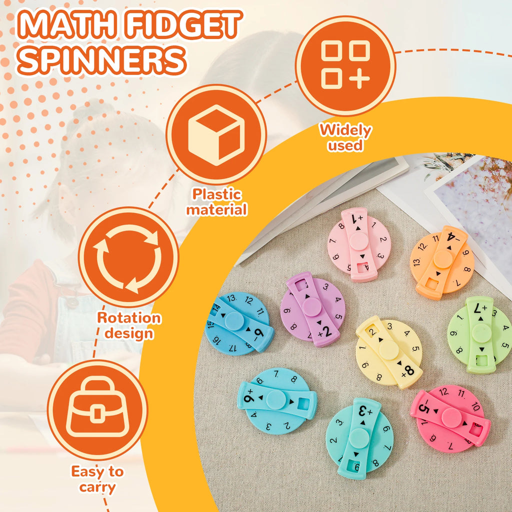 9-Piece Math Fact Spinner Set – Add, Subtract, Multiply & Divide