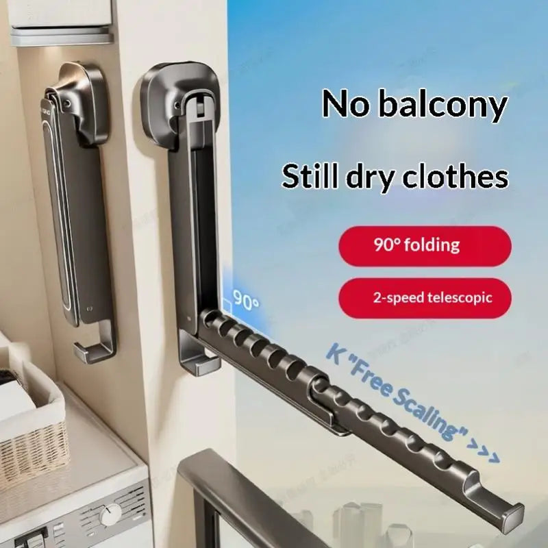 Folding Wall-Mounted Drying Rack – No-Drill Suction Cup