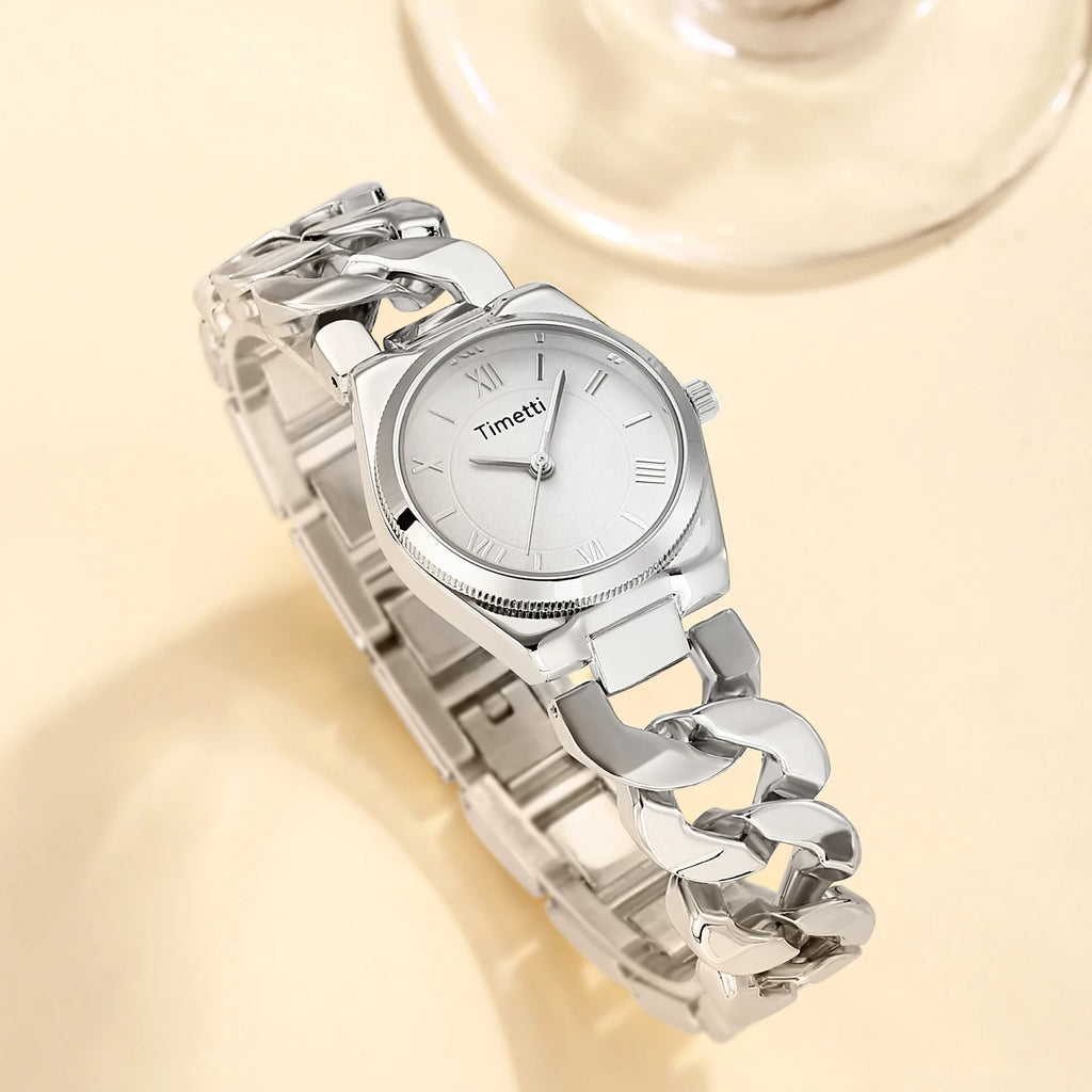 Timetti Women's Gold Retro Quartz Watch | Stainless Steel Women's Quartz Watch Nixie
