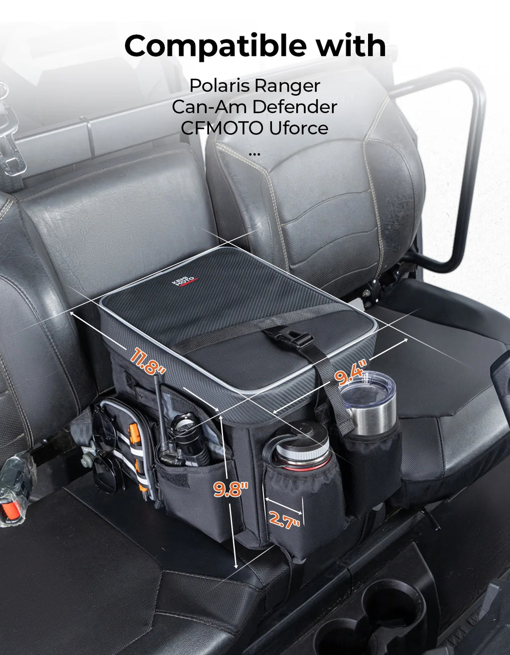 KEMIMOTO 18L UTV Center Seat Storage Box – Water Resistant UTV Seat Storage Bag Nixie