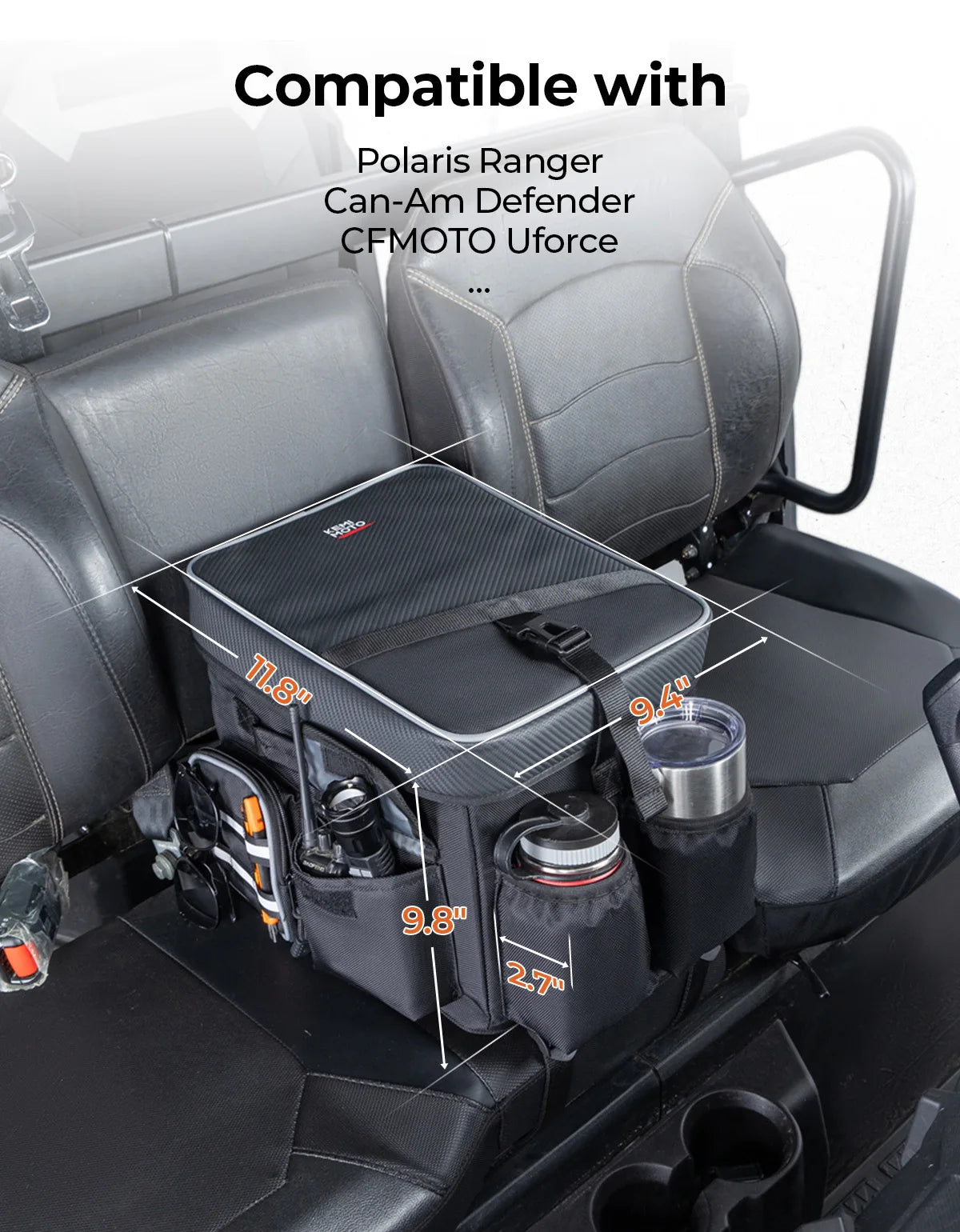 KEMIMOTO 18L UTV Center Seat Storage Box – Water Resistant UTV Seat Storage Bag Nixie