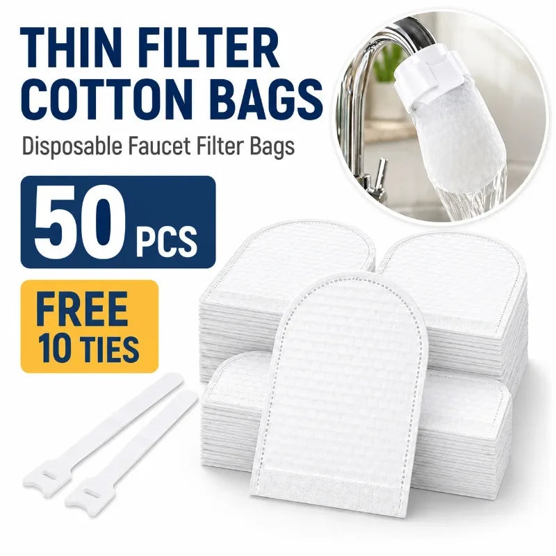 Cotton Faucet Filter Socks – Tap Water Strainer for Sediment & Rust Faucet Filter Sock Nixie 50Pcs 10 Straps