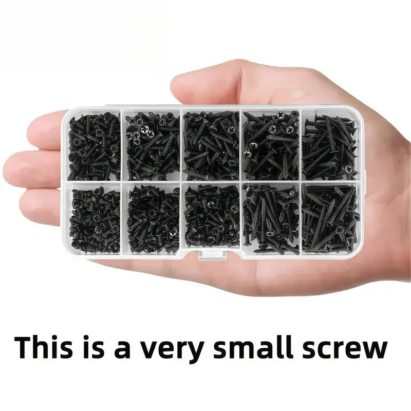 400/800pcs Phillips Self-Tapping Screws M1–M6 Carbon Steel Black Self-Tapping Screws Nixie