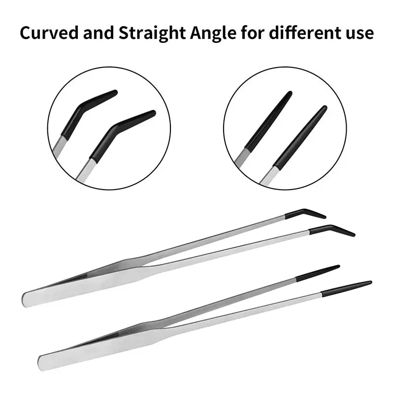 Reptile Feeding Tongs – Stainless Steel Curved & Straight Set Reptile Feeding Tongs Nixie