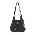 Large Embroidery Denim Crossbody Shoulder Bag for Women Denim Crossbody Bag Nixie BB-1489 black