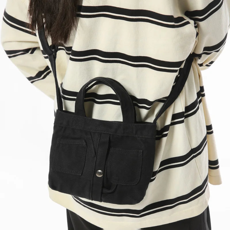 Vintage Denim Canvas Crossbody Bag – Retro Shoulder Tote Canvas Crossbody Bag Nixie