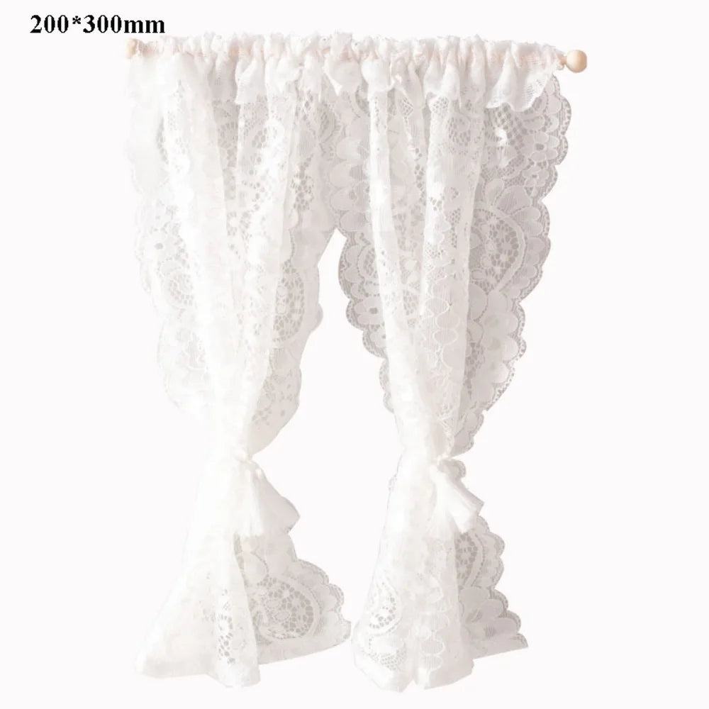 1/12 Dollhouse Floral Lace Curtains | 3 Styles Miniature Decor Dollhouse Accessories Nixie 200-300mm Style 2