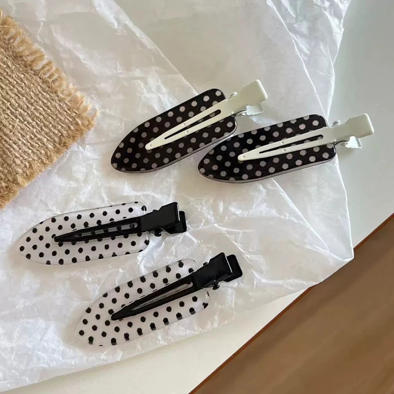 Black & White Polka Dot Acrylic Hair Clip | Minimalist Barrette Hair Clip Barrette Nixie