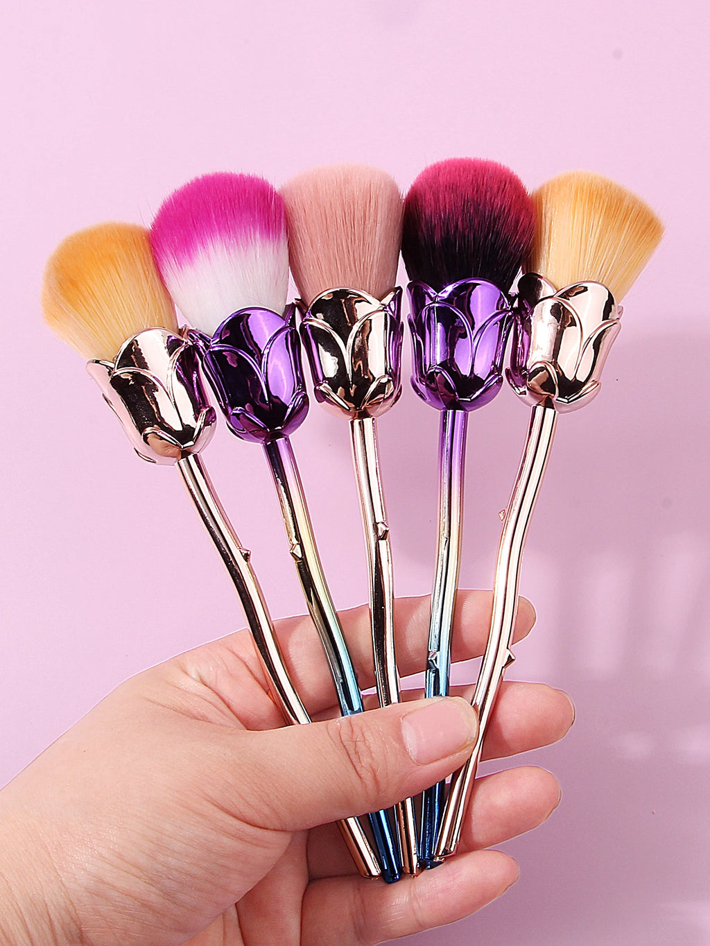 Rose Nail & Makeup Brush Set – Soft Wool Bristles | Nixie Nail Makeup Brush Nixie