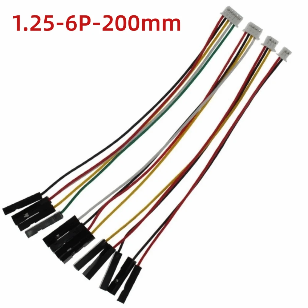 10Pcs MX1.25mm to Dupont 2.54mm JST Connector Cable 2P-6P Electronic Connector Cable Nixie 1.25-6P-200mm