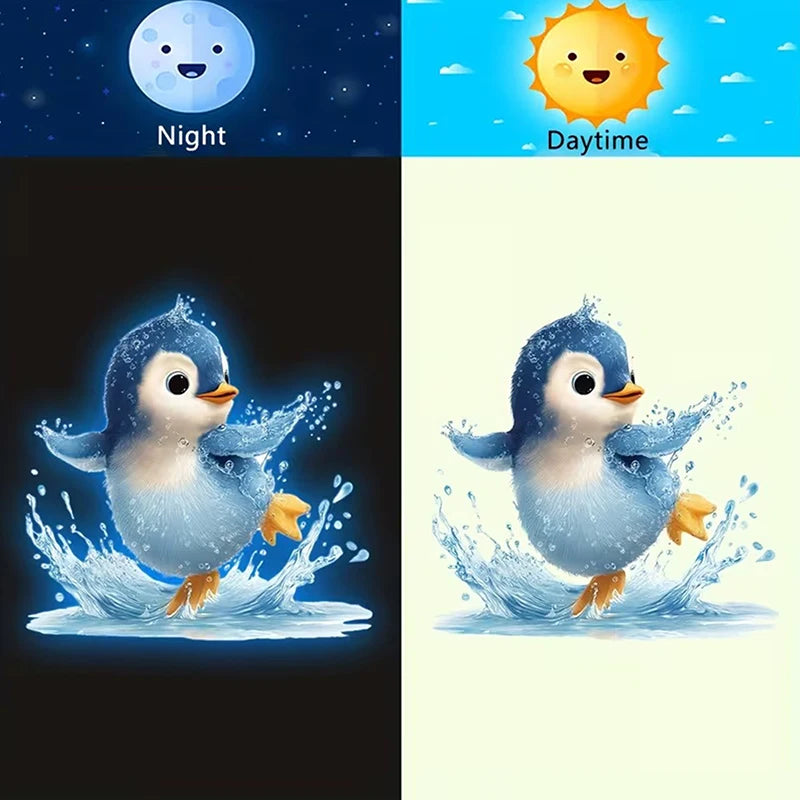 Glow-in-the-Dark Penguin Bathroom Sticker – Removable Decal Bathroom Wall Sticker Nixie