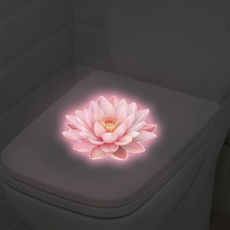 Luminous Lotus Toilet Seat Sticker – Glow-in-Dark PVC Decal Bathroom Wall Decal Nixie