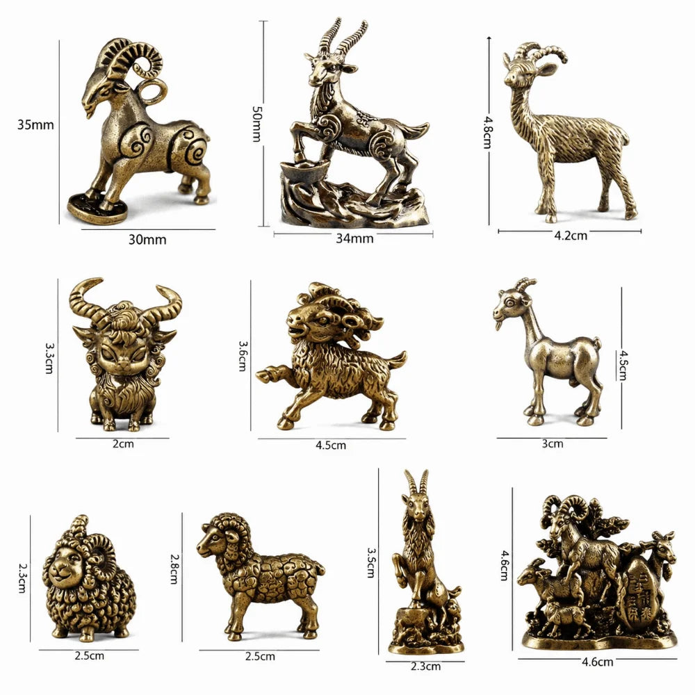 Brass Zodiac Sheep Statue | Chinese Zodiac Animal Figurine