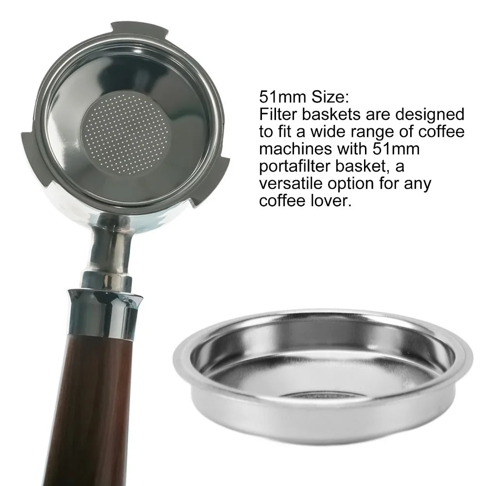 51mm Stainless Steel Coffee Portafilter Basket – Reusable Coffee Filter Basket Nixie