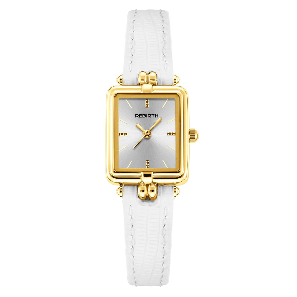 REBIRTH Roman Scale Quartz Watch | Leather Band Minimalist Quartz Wrist Watch Nixie WHITE