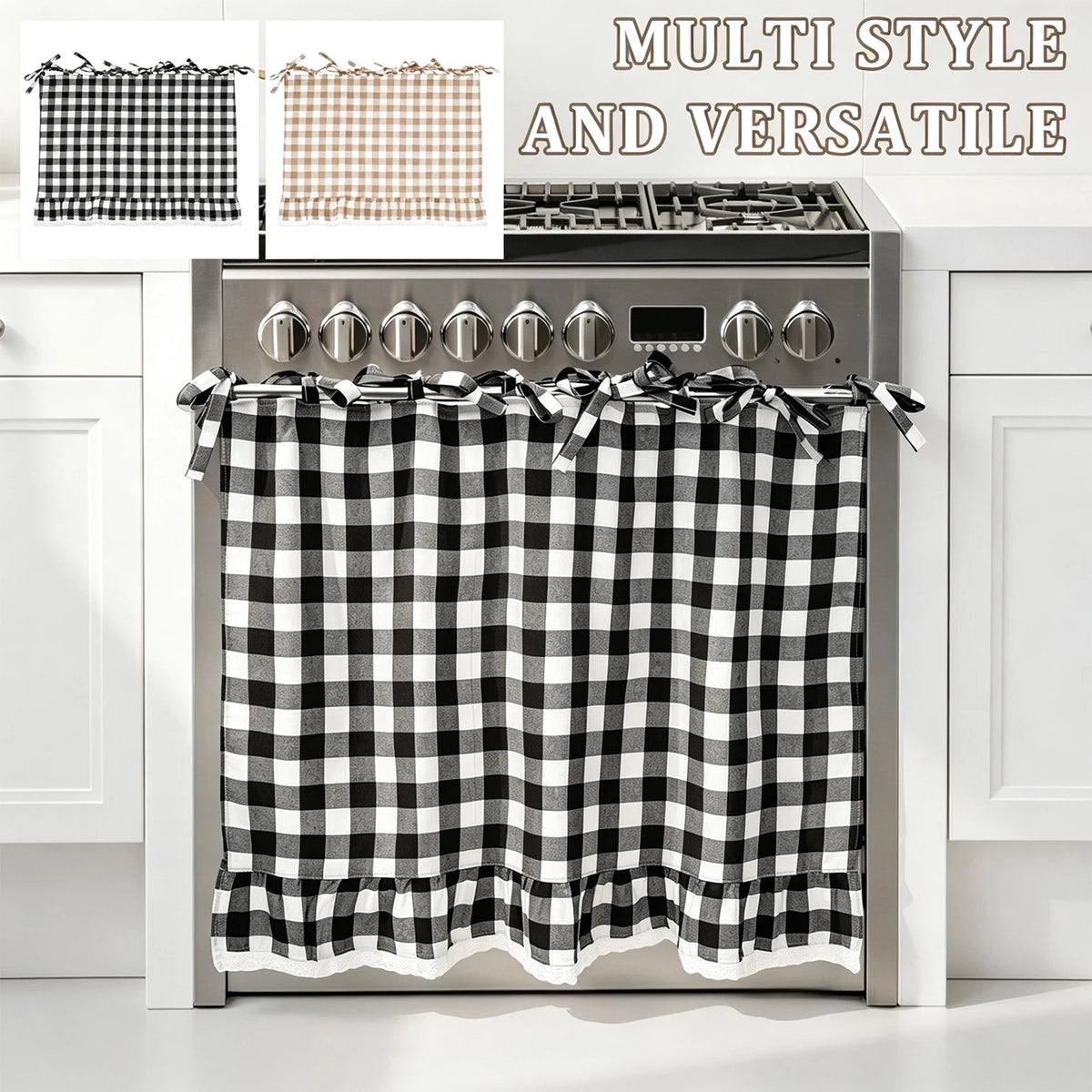 Checkered Farmhouse Oven Skirt Curtain | Kitchen Decor Kitchen Skirt Curtain Nixie
