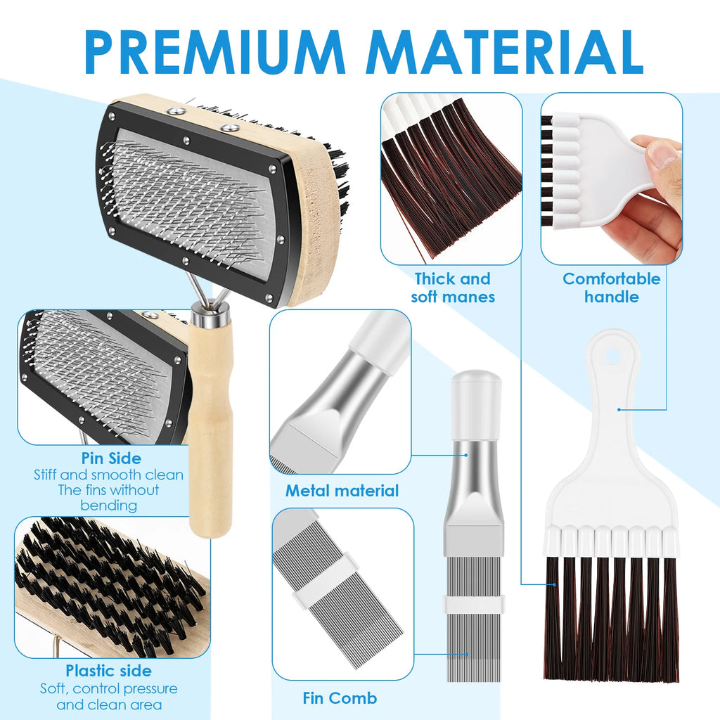 AC Condenser Fin Cleaning Brush Kit – 3-Piece Stainless Steel AC Fin Cleaning Kit Nixie