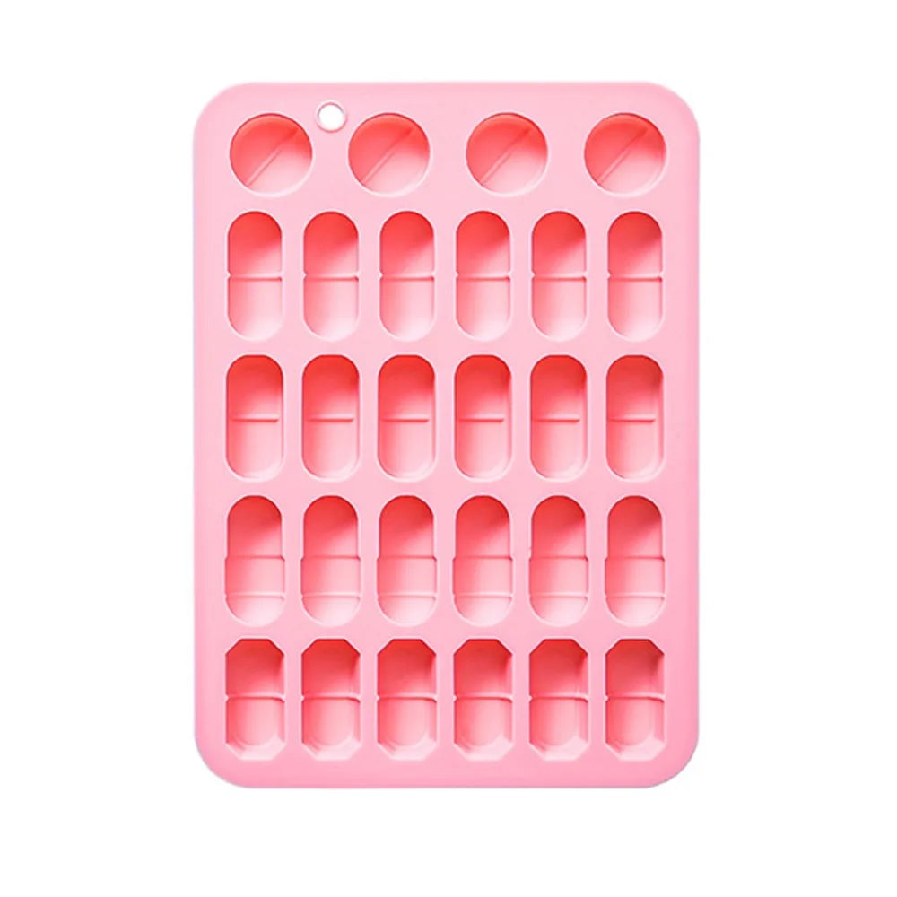 28-Cavity Silicone Capsule Mold for Candy, Chocolate & Gummies Silicone Baking Mold Nixie Pink