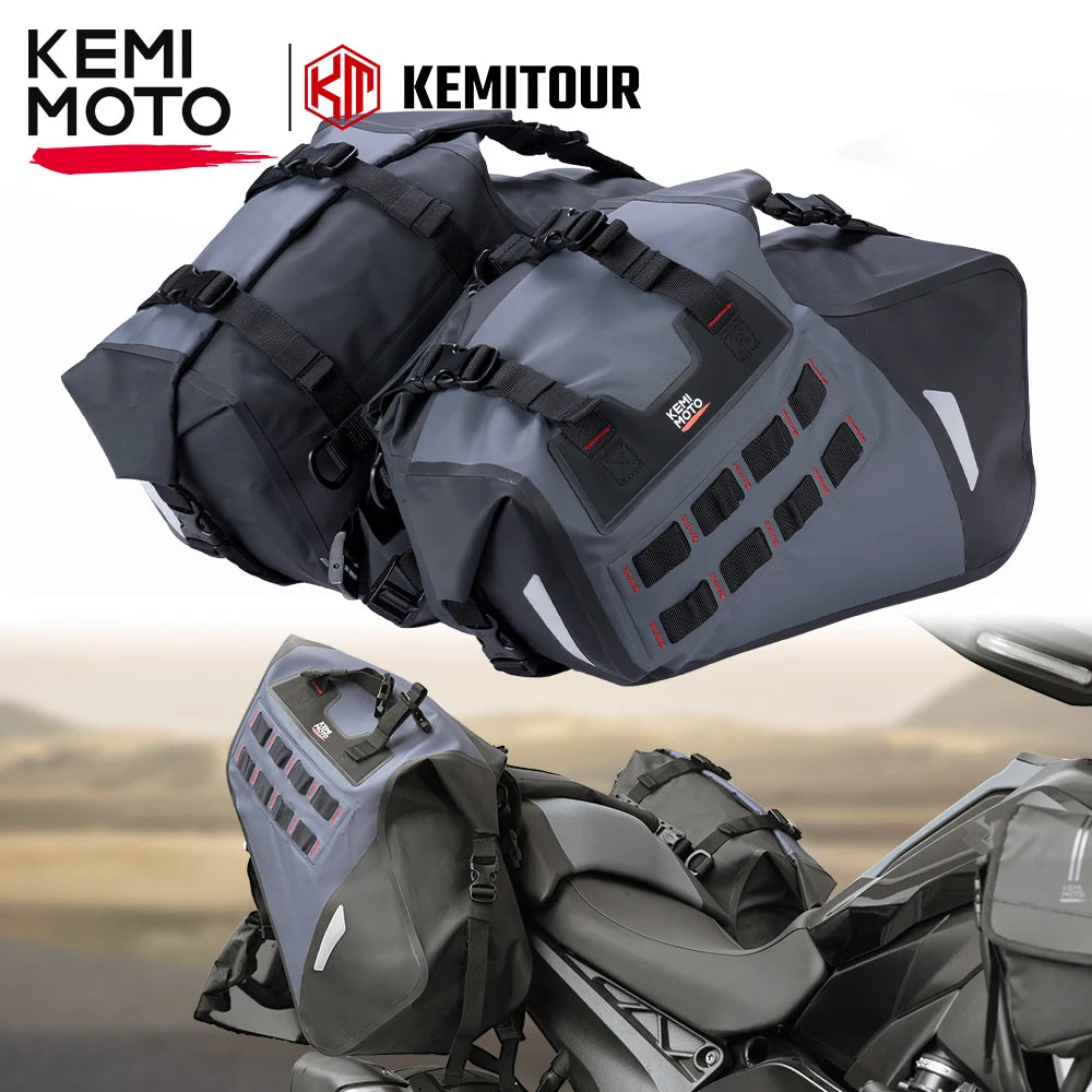 KEMIMOTO Waterproof Motorcycle Saddlebags 30L/52L Side Panniers Motorcycle Saddlebags Nixie