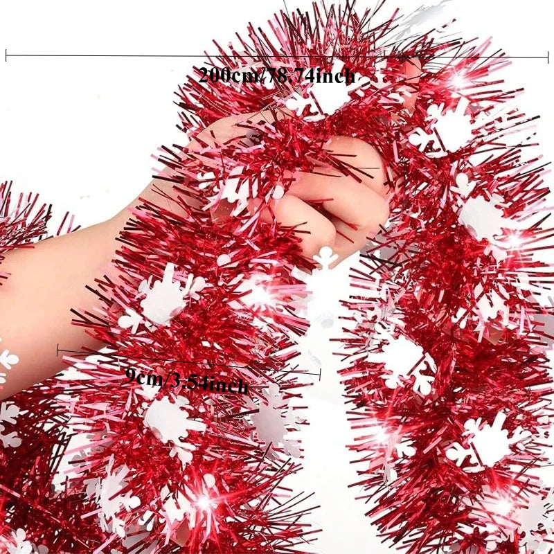 2M Christmas Snowflake Tinsel Garland – Metallic Party Decor Christmas Tinsel Garland Nixie