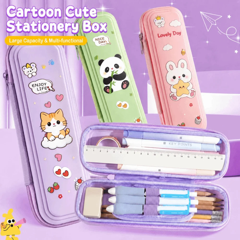 Cartoon Hard Shell Pencil Case – Large Capacity Stationery Box