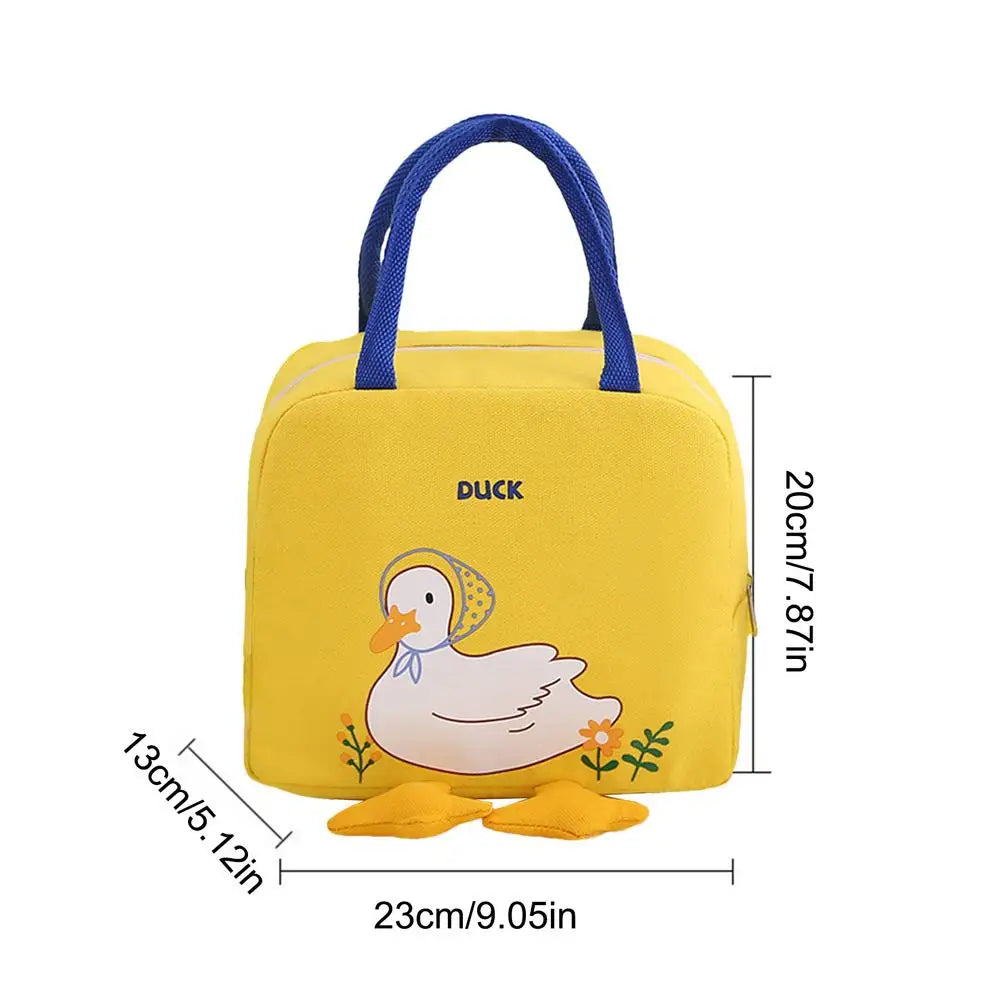 Cute Duck Insulated Lunch Bag – Large Canvas Bento Bag Insulated Lunch Bag Nixie Yellow