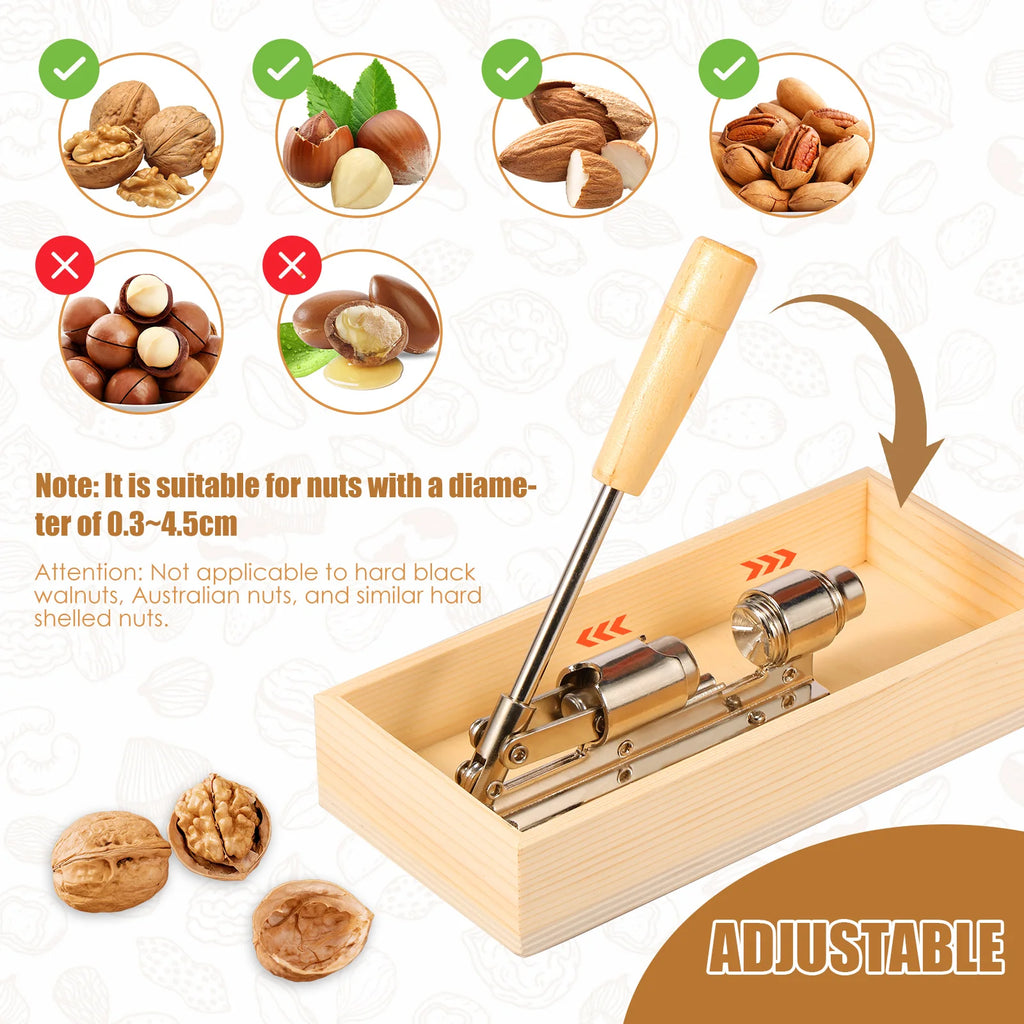 Pecan Nutcracker Stainless Steel & Wood Nut Cracker Tool