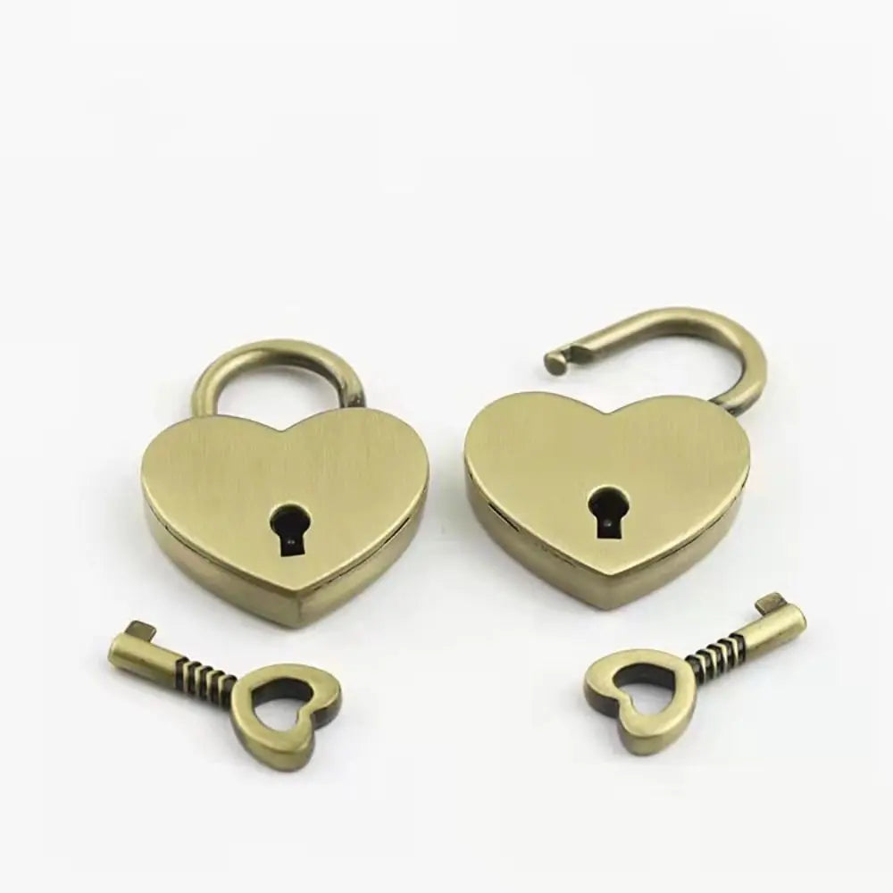Vintage Heart Shape Mini Padlock – Antique Style Jewelry Box Lock
