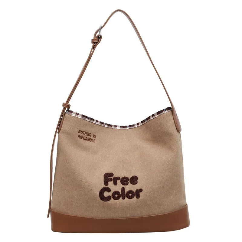 Caramel Embroidered Canvas Crossbody Shoulder Bag for Women Crossbody Shoulder Bag Nixie BB-1336Khaki