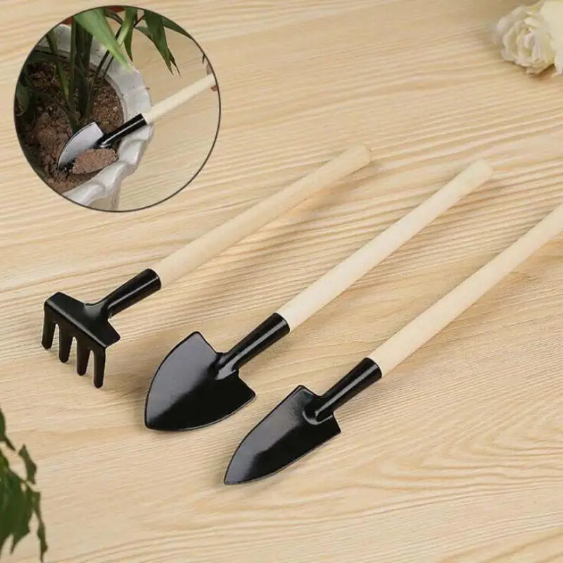 3-Piece Mini Garden Tool Set – Shovel, Trowel & Rake Mini Garden Tool Set Nixie