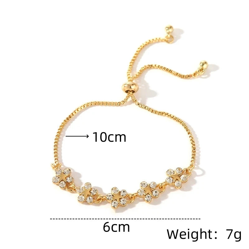 Crystal Flower Cubic Zirconia Butterfly Bracelet – Gold Bangle Fashion Bracelet Nixie