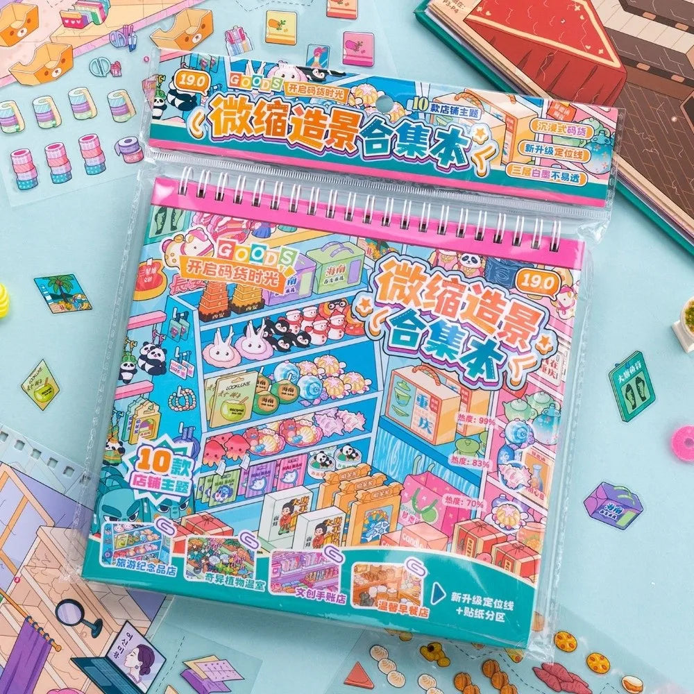 3D Miniature Scene Stickers – 10 Shop Themes DIY Craft Book Craft Sticker Book Nixie