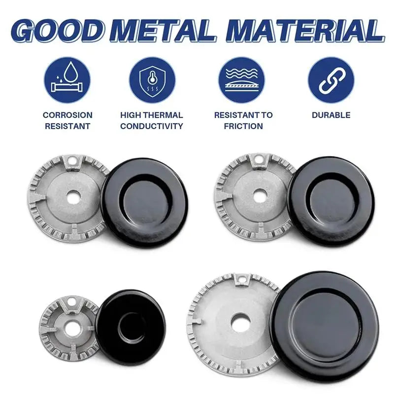 Gas Stove Burner Caps 4/8 Pcs – Durable Hob Crown Set Stove Burner Caps Nixie