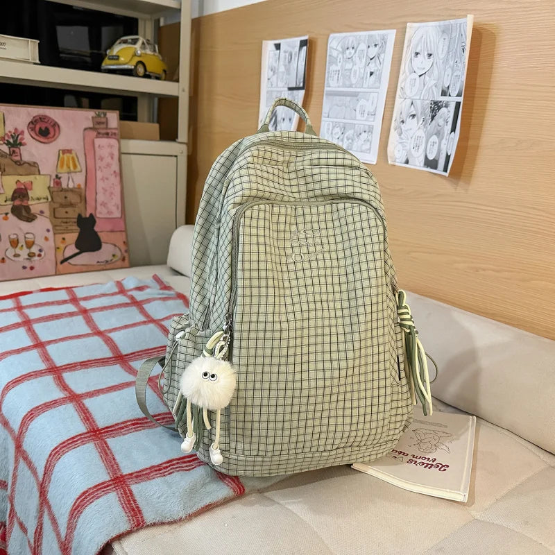 Nixie Plaid Backpack Women – Large Capacity College School Bag Women's Backpack Nixie