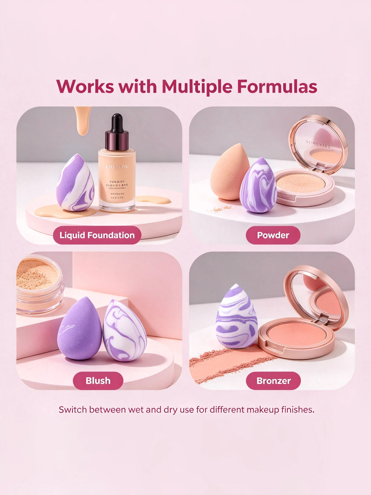 Mini Makeup Sponge Set 15Pcs – Wet & Dry Dual-Use Powder Puff