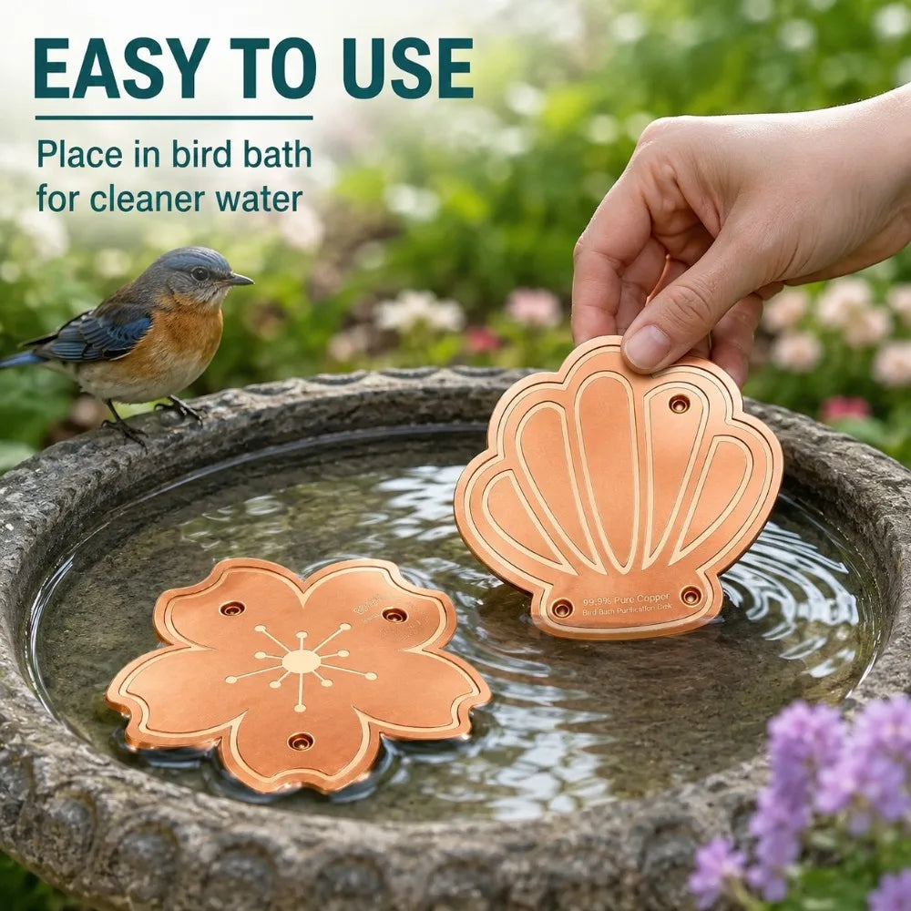 Copper Bird Bath Maintenance Disk – Chemical-Free Cleaner Bird Bath Accessory Nixie