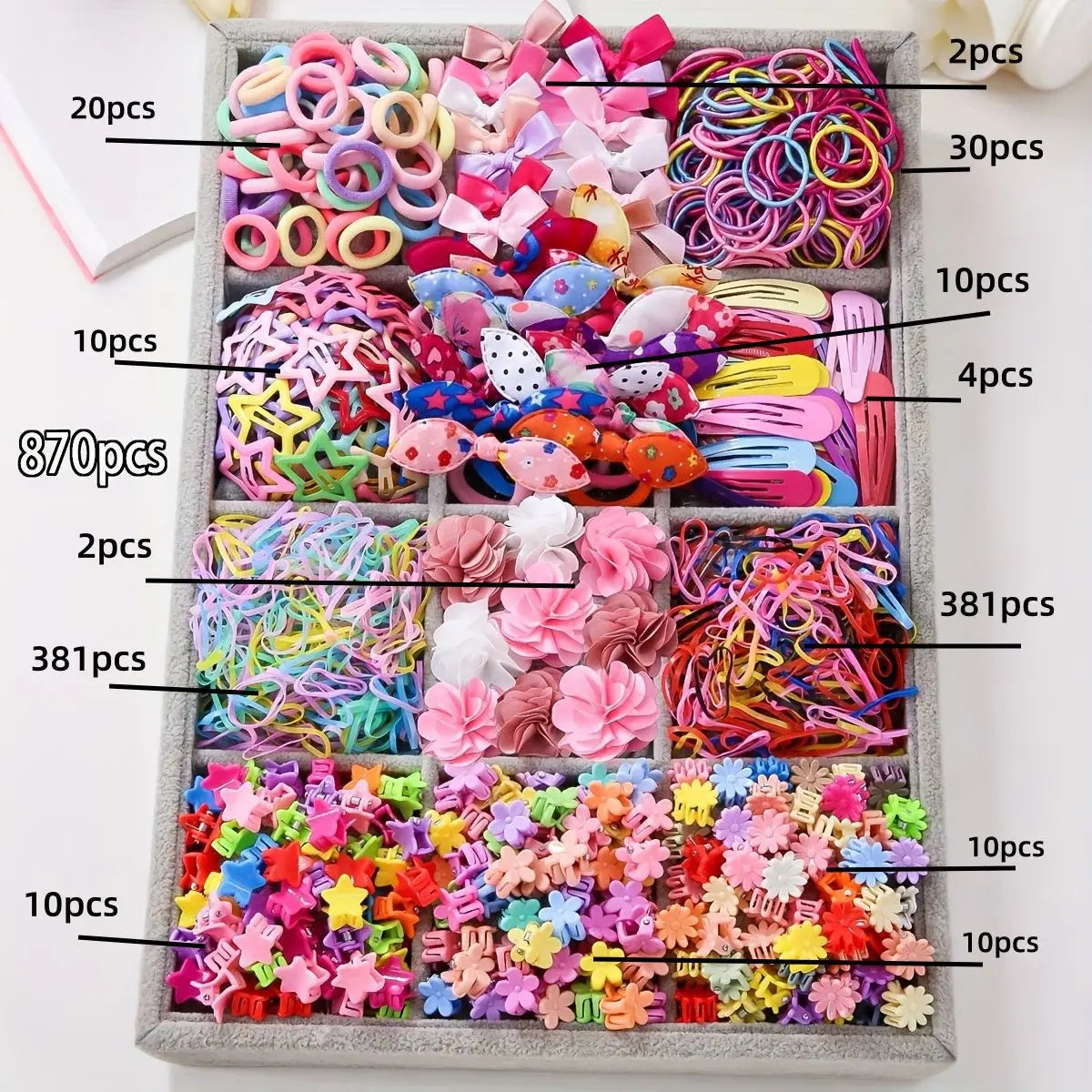974pc Girls Sequin Butterfly & Star BB Hair Clips Set Kids Hair Clips Nixie 20-870Pcs No Box Bag