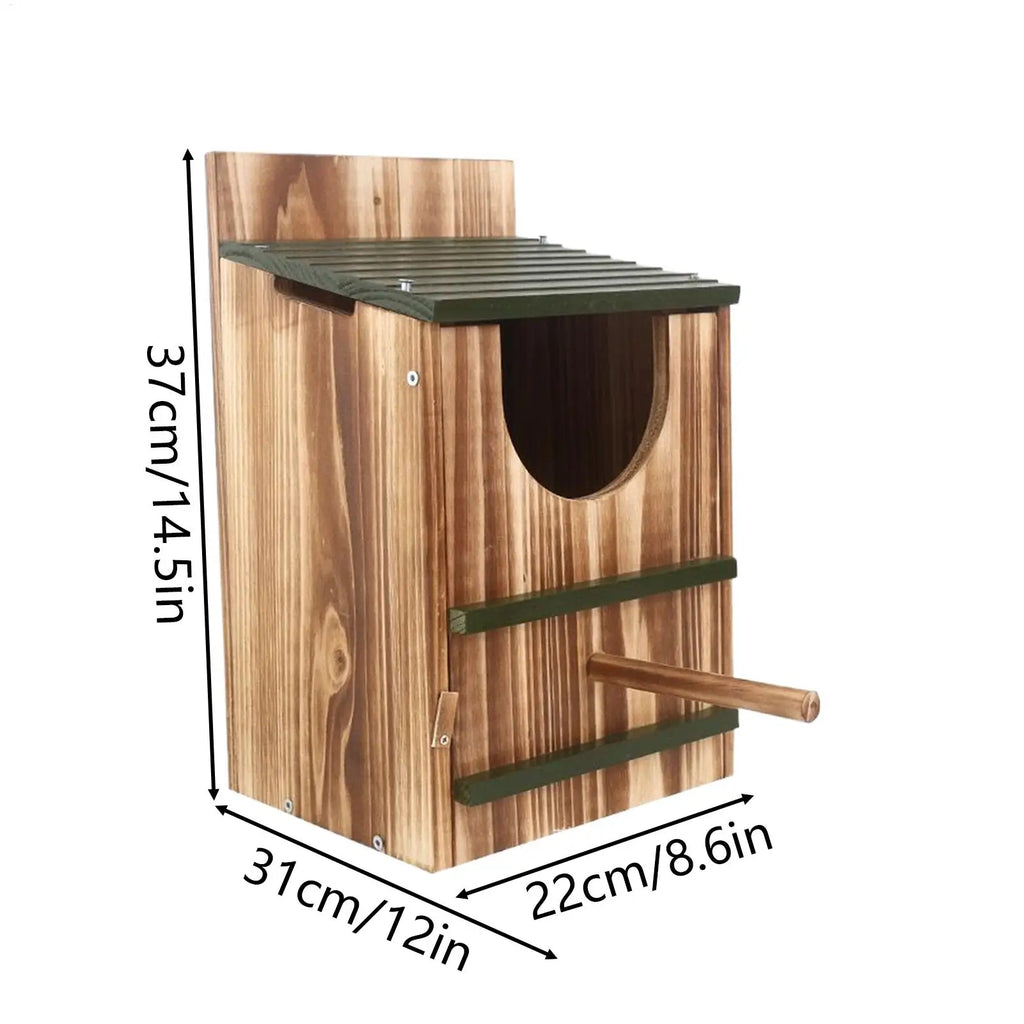 Carbonized Wood Owl Nesting Box – Waterproof Outdoor Bird House Owl Nesting Box Nixie